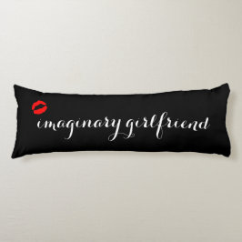 Svart med Red Kiss Läppar Imaginary Girlkompis Kroppskudde