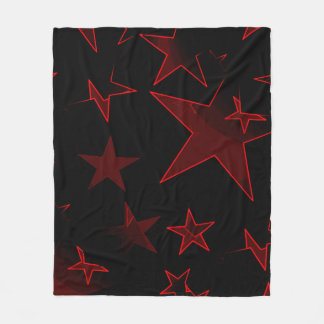 Svart med Red Stars Fleece Blanket