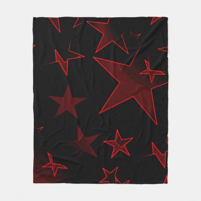 Svart med Red Stars Fleece Blanket (Framsidan)