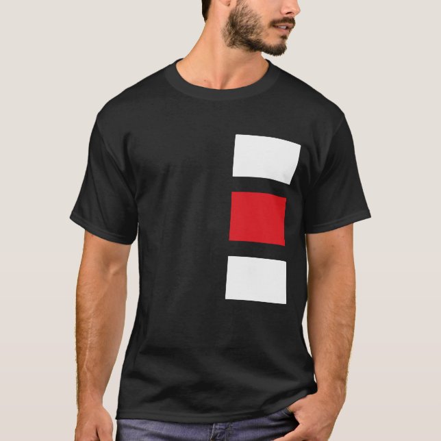 Svart med röda och vita fyrkanter T-Shirt (Framsida)
