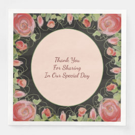 Svart med Rosa Blommigt Pappersservett