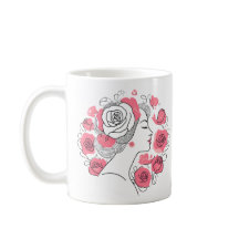 Svart med rosa blommor, kvinnans kaffe mugg