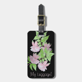 Svart med rosa blommor över hela blommigten bagagebricka