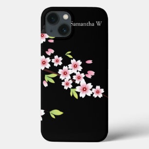 Svart med Rosa och Grönt Blommar av Tjerry Sakura