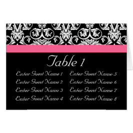 Svart med Rosa Passion Damask Hälsningskort