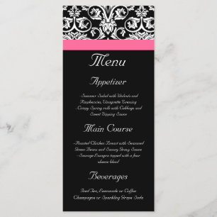 Svart med Rosa Passion Damask Meny