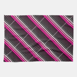 Svart med rosa polka dots och strimlad mönster kökshandduk