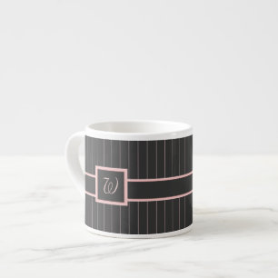 Svart med rosa randiga specialmugg espressomugg