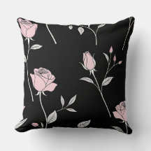 Svart med rosa ros och rosenknopp