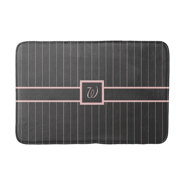 Svart med Rosa Streck Bath Mat Badrumsmatta (Framsidan)