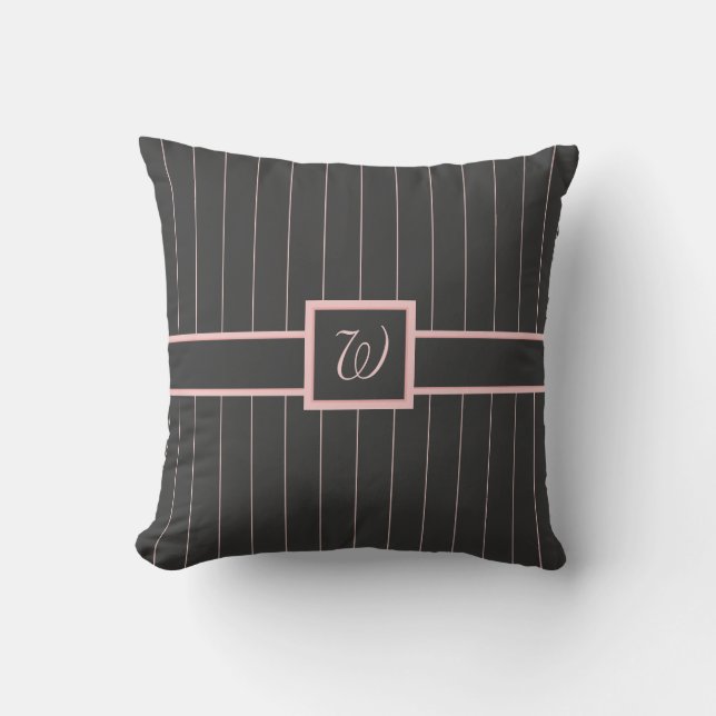 Svart med Rosa Streck Pillow Kudde (Framsida)