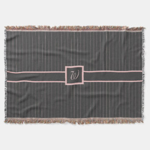 Svart med Rosa Streck Throw Blanket Filt