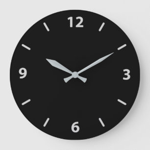 Svart med Silver Grått-minimalistisk Contemporary Stor Klocka