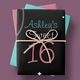 Svart med stjärnor och snurrar, sötad 16