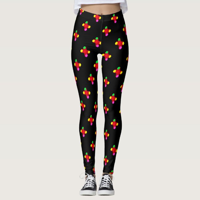 Svart med stora former och färg leggings (Framsida)