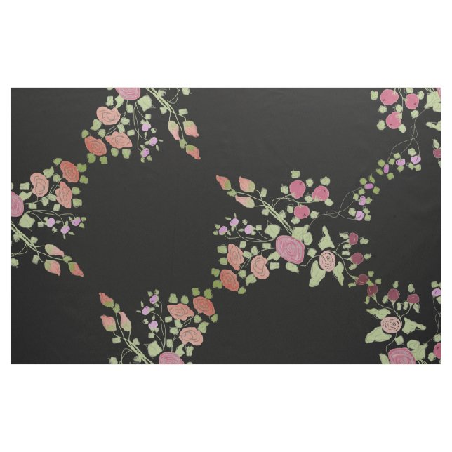 Svart med Vintage, Blommigt Tyg (Fat Quarter)
