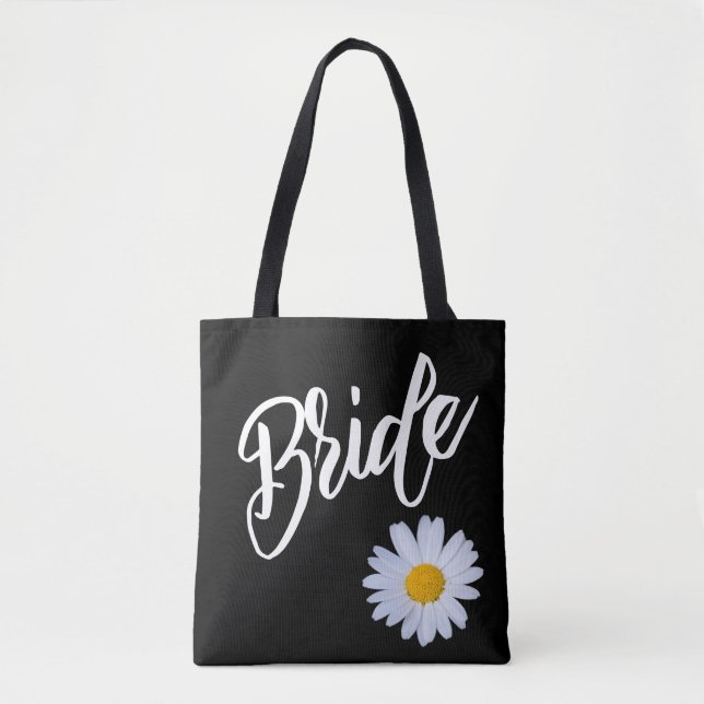 Svart med vit Daisy Bride Tygkasse (Framsida)