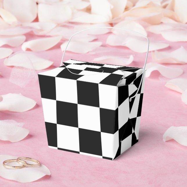 Svart med vit fyrkantig mönster liten take away-fö presentaskar (Bröllop)