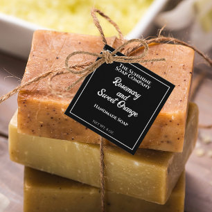 Svart med vit text soap Cosmetics Packaging Märkre Gåvor Etiketter