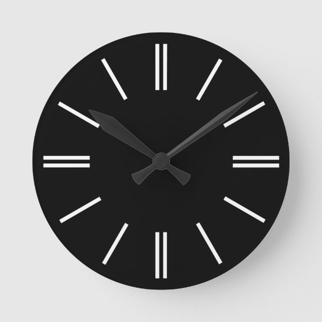 Svart med vit timma Linjer Modern Wall Clock Rund Klocka (Framsida)