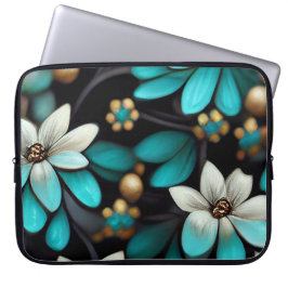 SVART MED VITA- OCH VITDELIKATFLÖDEN LAPTOP FODRAL