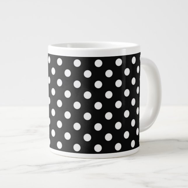 Svart med vita punkter jumbo mugg (Framsida höger)