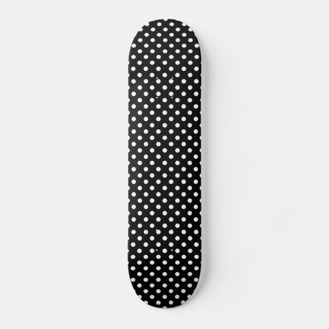 Svart med vita punkter skateboard bräda 20,5 cm (Framsida)