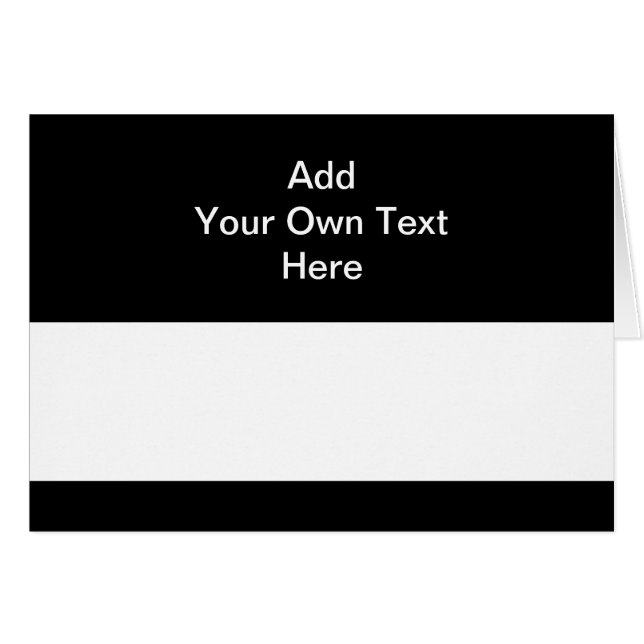 Svart med vitområde och anpassningsbartext hälsningskort (Framsidan Horizontal)