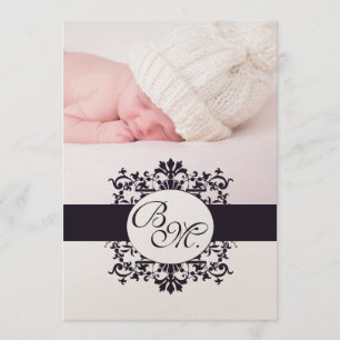 Svart meddelande & foto för vintageMonogrambaby