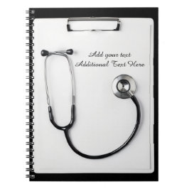 Svart medicinskt stetoskop-logotyp-klippbord anteckningsbok