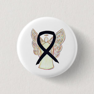 Svart medvetenhet Ribbon Art Customized Angel Butt Knapp