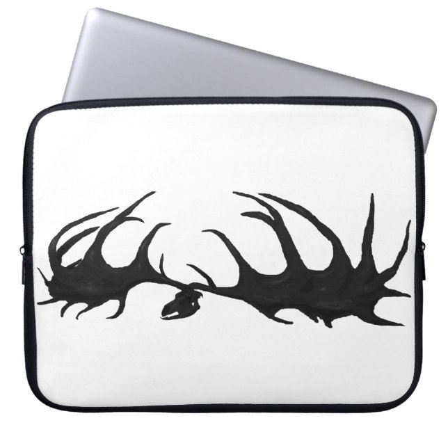 Svart Megaloceros skalleelektronik hänger lös Laptop Sleeve (Framsidan)
