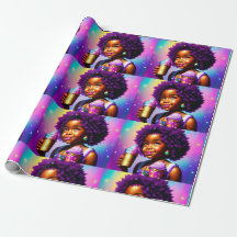 Svart/Melenated Girl Wrapping Papper