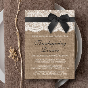 Svart menyflik vid Burlap och Snöre Thanksgiving M Inbjudningar