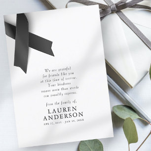 Svart menyfliksområdet Memorial Funeral Modern Sim Tack Kort