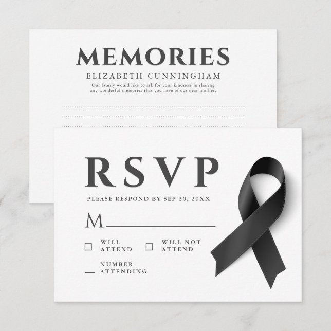 Svart menyfliksområdet Memorial Modern Simple Memo OSA Kort (Fram/baksida)
