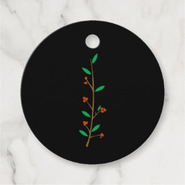 Svart Merry Botanical Berry Gren Holidayfest Gåvor Etiketter