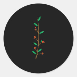 Svart Merry Botanical Berry Gren Holidayfest Runt Klistermärke