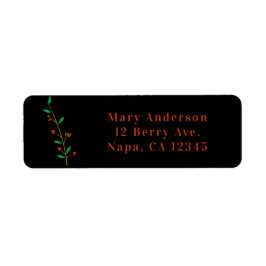 Svart Merry Botanical Berry Gren Julfest Returadress Etikett
