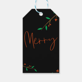 Svart Merry Botanisk Bärgren Julfest Presentetikett