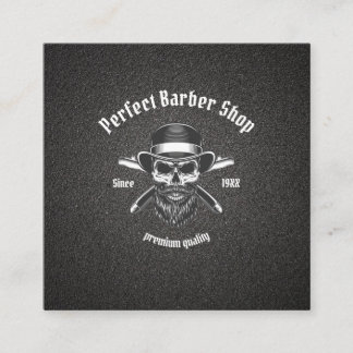 Svart Metall Beard Modern Elegant Barber Salon Fyrkantigt Visitkort