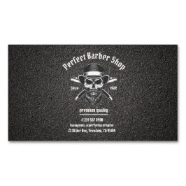 Svart Metall Beard Modern Elegant Barber Salon Magnetiska Visitkort