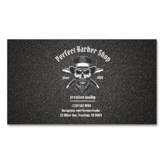Svart Metall Beard Modern Elegant Barber Salon Magnetiska Visitkort