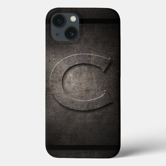 Svart Metall C Monogram Iphone Fodral (Baksida)