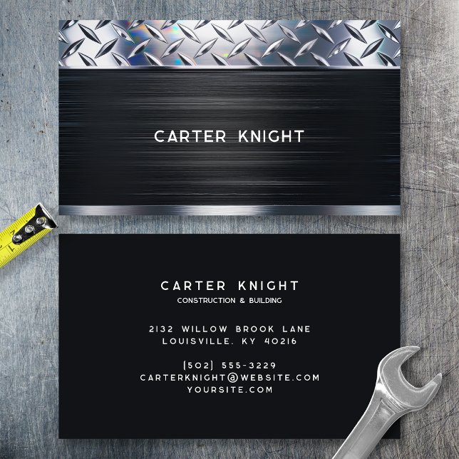 Svart metall diamantplåt industriell visitkort (Skapare uppladdad)