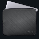 Svart metalldesign - borstat Aluminiumutseende 2 Laptop Sleeve<br><div class="desc">Eleganten är enkel och slimmad,  metallisk,  designad aluminiumförsegling 2. Anpassningsbar och valfritt monogram. Finns på andra produkter</div>