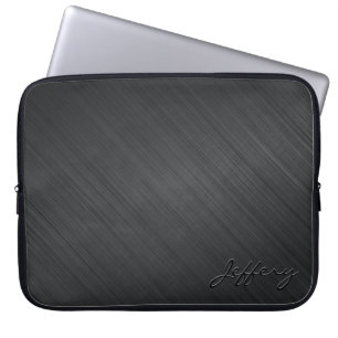 Svart metalldesign - borstat Aluminiumutseende 2 Laptop Sleeve
