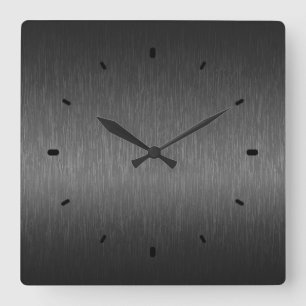 Svart metalldesign, borstat aluminiumutseende fyrkantig klocka