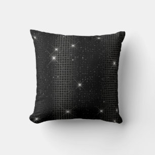Svart metallisk folie & glitter Glam prickar Kudde