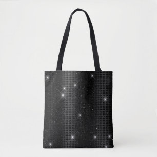 Svart metallisk folie & glitter glamör prickar tygkasse